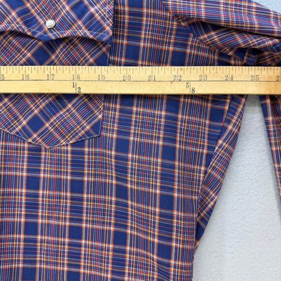 Levi Strauss & Co Shirt Men's XL Red Blue Plaid Western Cut Pearl Snaps Vintage - Picture 9 of 10